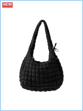 Quilted Puffer Hobo Bag Large Nylon Crossbody Tote Lightweight Puffy Handbag